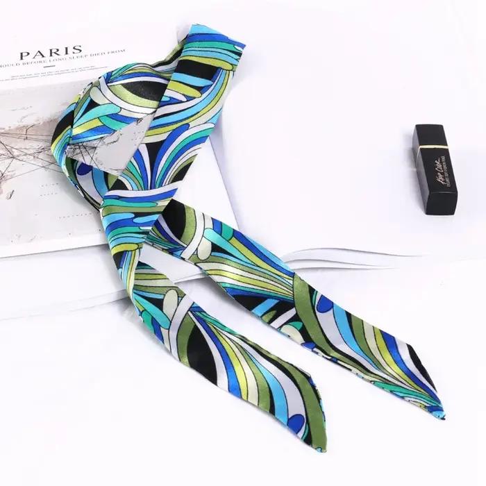 Nouvelle impression fleur petite écharpe pour femmes poignée sac rubans marque mode foulard petites longues foulards