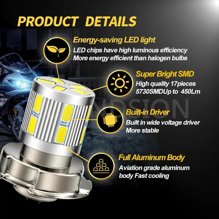 Phare de moto LED P26S 6V 12V, ampoule S3 LED avec puce 5730, lampe pour moto, VTT, UTV, cyclomoteur