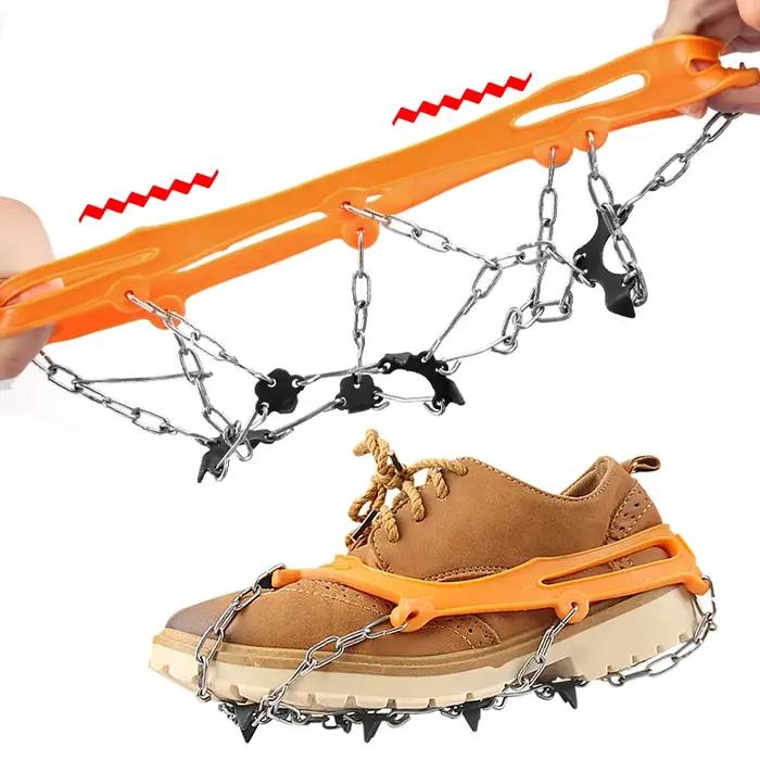 Crampons de traction en acier inoxydable avec 16 pointes pour chaussures bottes skis polyvalents pour randonnées hiver sécurité et élégance
