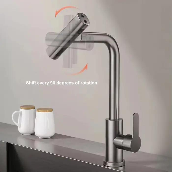 Robinet cuisine inox acier 4 modes pulvérisation mélangeur eau chaude froide ferme roulotte camping-car