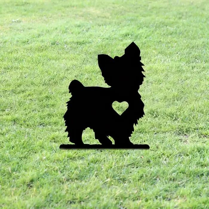 Piquet de jardin mignon en silhouette d'art en fer beige pour animaux de compagnie style ferme occasions extérieures et Saint-Valentin