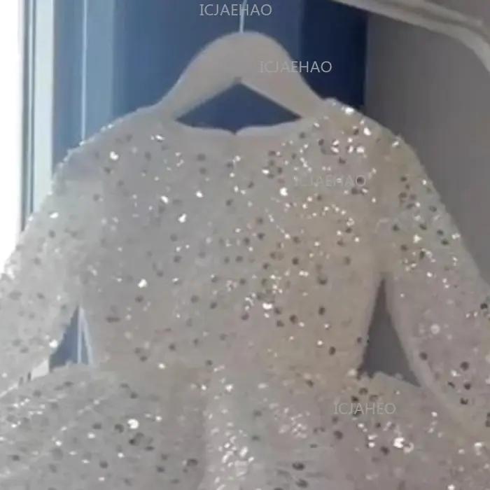 Robe de princesse pour filles, tenue de cérémonie, robe blanche à sequins pour anniversaire, tutu po