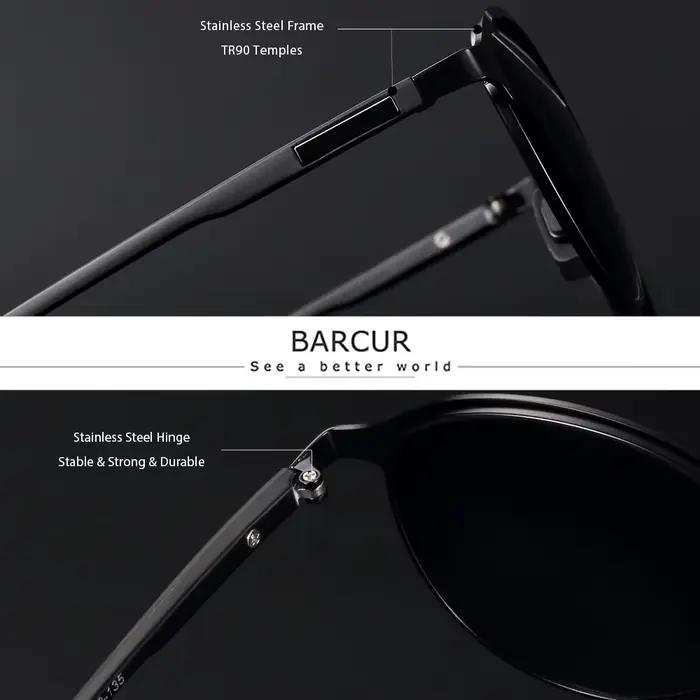 BARCUR TR90 Temples lunettes de soleil femmes polarisées mode lunettes de soleil conduite ronde dame