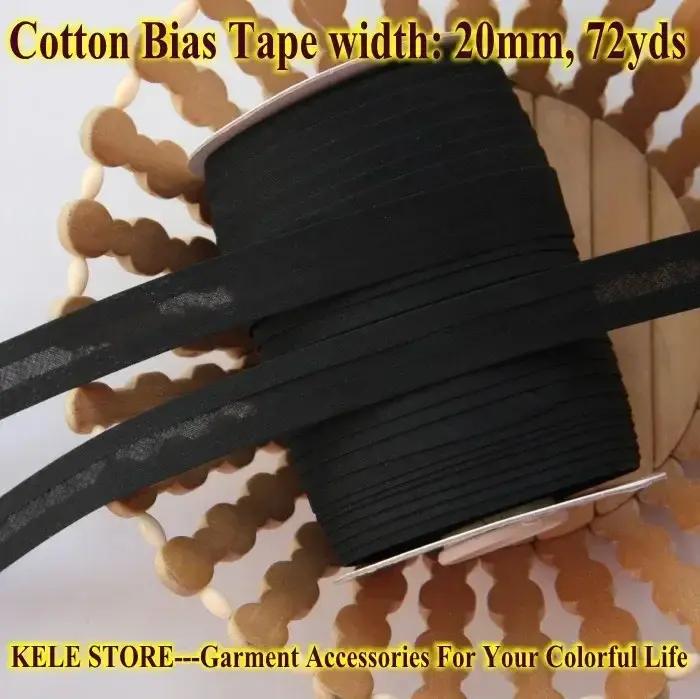 Ruban Polarisé 100% Coton, Taille 20mm, Largeur 3/4 Pouces, 2cm, 72yds/Lot, Matériel de Couture Noir, Fait à la Main
