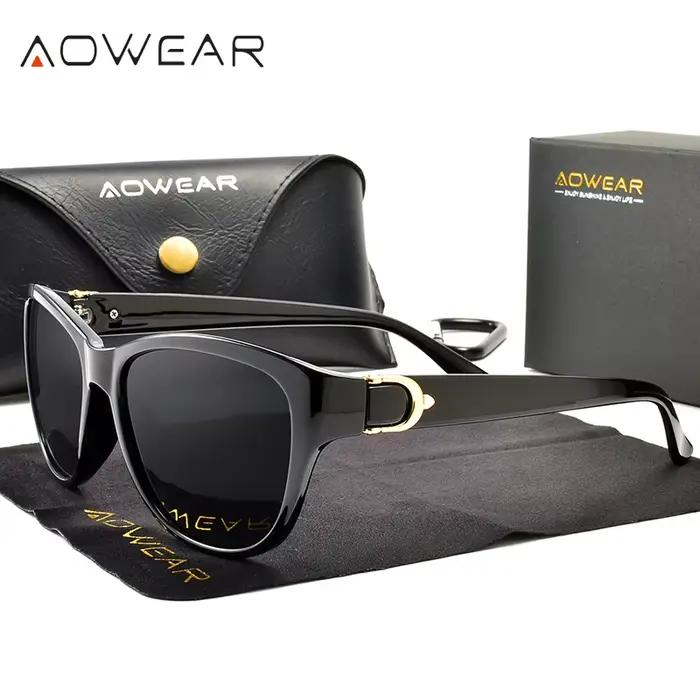 AOWEAR marque concepteur Vintage lunettes de soleil polarisées pour femmes oeil de chat mode nuances
