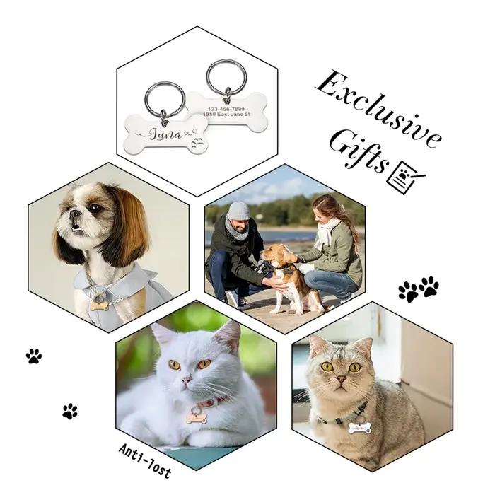 1pc texte personnalisé créatif le nom de l'amour ligne ondulée étiquettes de chien personnalisées collier