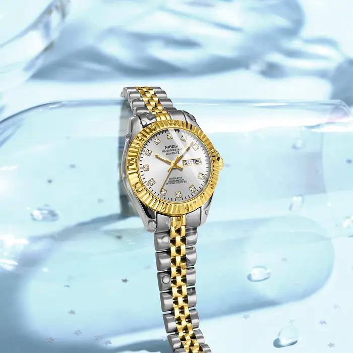 Montre femme NIBOSI luxe mode - Simple professionnelle acier inoxydable bracelet dame