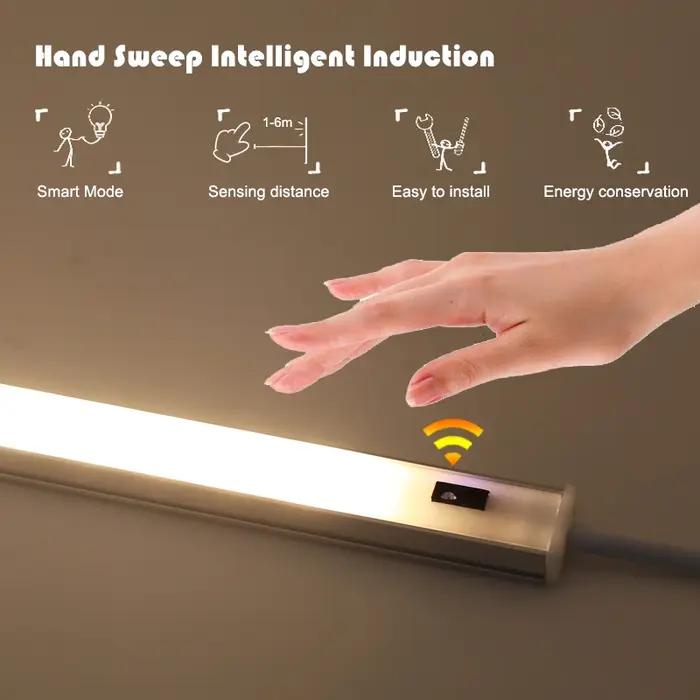 5V USB LED sous l'armoire cuisine lumières 3 couleurs 30/40/50cm main balayage capteur lampe haute l