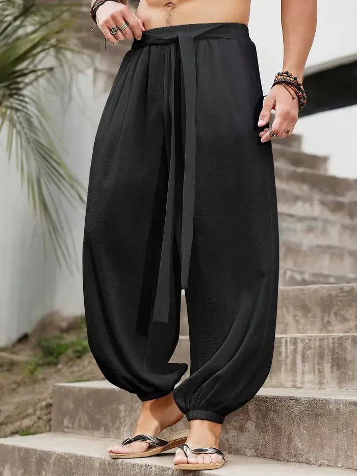 FGKKS flambant neuf hommes pantalons mode Style ample confortable coton pantalon homme noir solide p