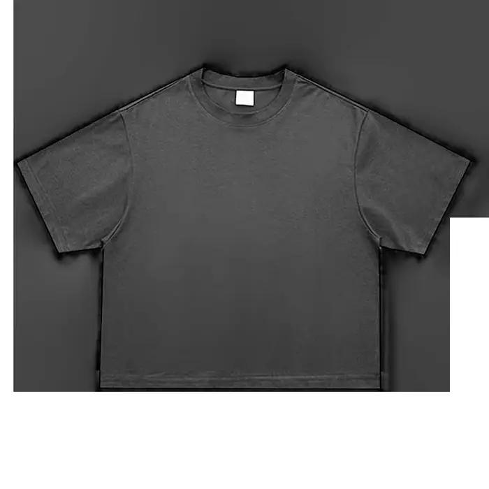 T-shirts de course à manches courtes à col rond et coupe ample pour hommes, 240 GSM, 100 % coton, T-