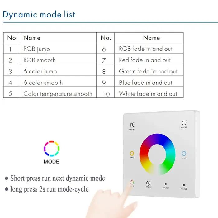 Contrôleur LED sans fil avec télécommande RF, 5 canaux, 2.4G, RGBCCT, RGBW, RGBWW, RGB, CCT, bandes