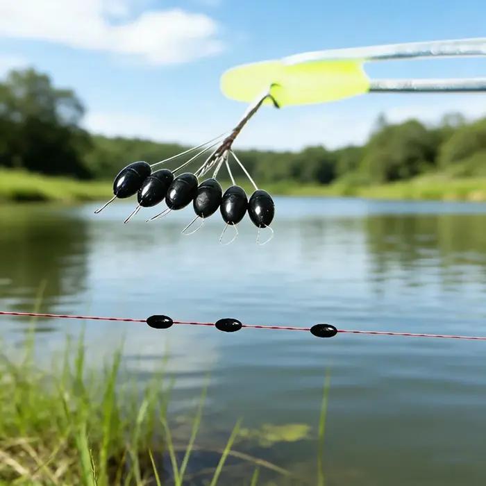Flotteur de pêche en caoutchouc pour carpe de mer, bouchon narnoir, 60 pièces/10 groupes