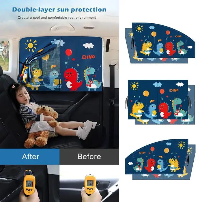 Pare-soleil magnétique télescopique pour fenêtre de voiture, 2 couches, moustiquaire, couverture sol