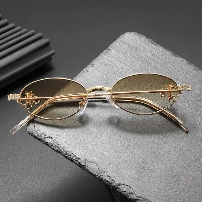 Lunettes de soleil de protection UV élégantes et haut de gamme ornées de diamants, lunettes de solei