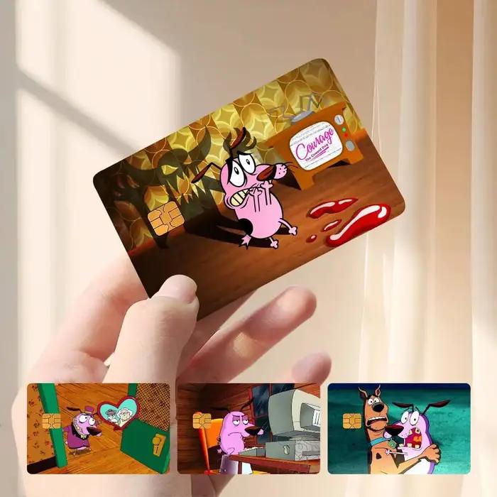 Courage les autocollants de carte de chien C-Cowardly autocollants de protection de carte de crédit résiste aux rayures et à l'abrasions
