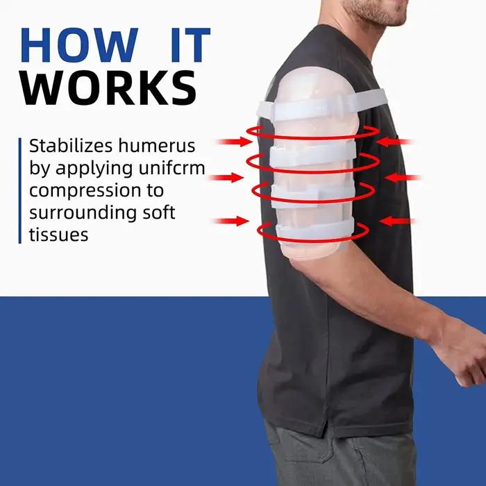 Attelle de Fracture humérale, attelle d'humérus, orthèse de bras, Support d'épaule pour bras supérieur cassé, épaule, biceps réglable, 1 pièces