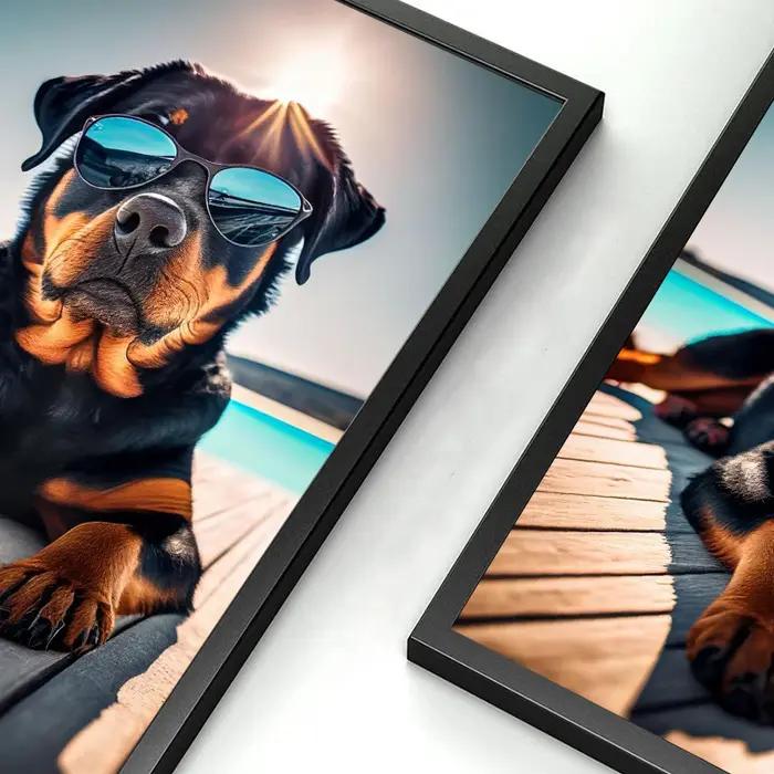Chien portant des lunettes de soleil affiche et image plage