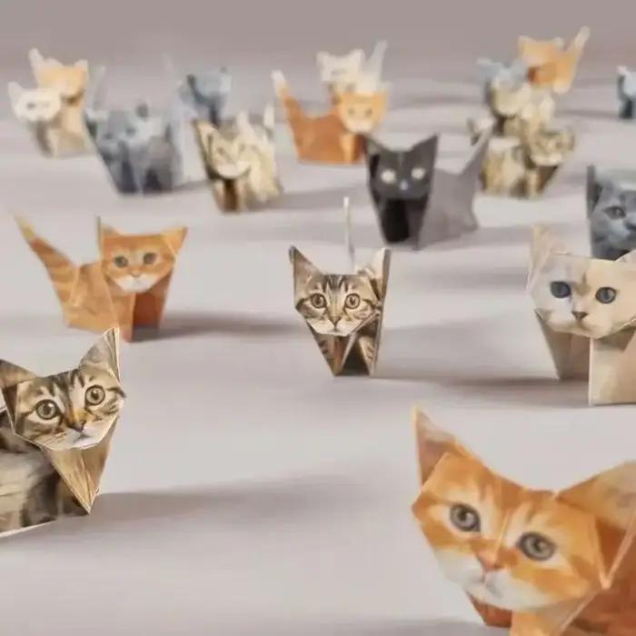 Kit d'origami géométrique créatif DIY pour enfants - Modèles d'animaux semi-finis Chat et Chien avec plus de 50 motifs pour pliage manuel amusant