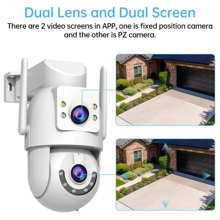 Caméra de surveillance extérieure Jooan 5K 8MP double écran WiFi PTZ avec IA et suivi automatique
