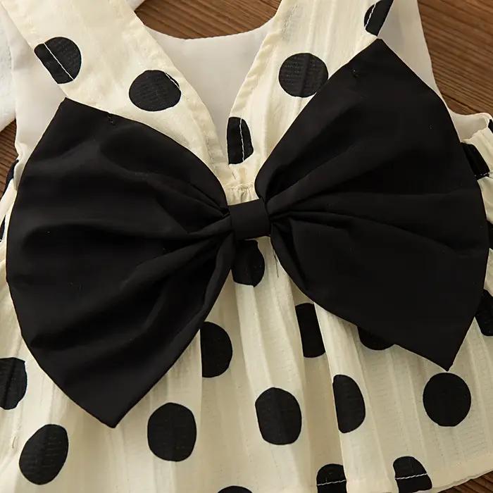 Ensemble 2 pièces pour petites filles, haut et short sans manches avec nœud à pois, Style coréen, te