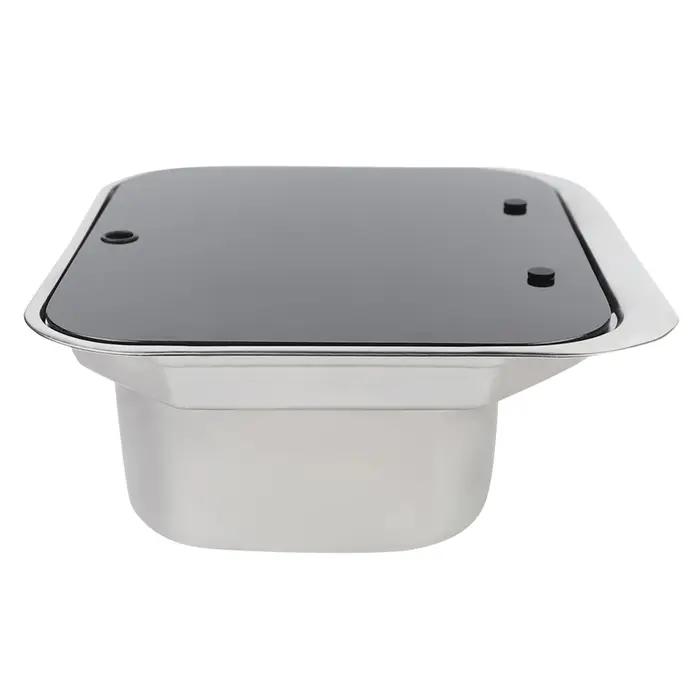 Lavabo de camping-car en acier inoxydable, Lavabo à main avec couvercle en verre