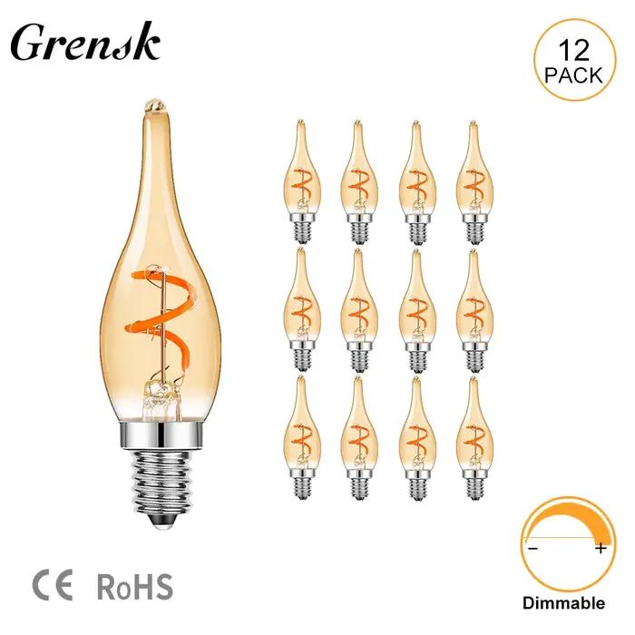 Ampoule LED à filament spiralé en forme de flamme, bougie rétro, ampoule de lustre à intensité varia
