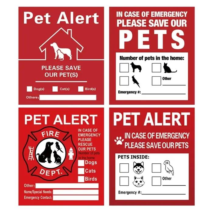 Autocollant d'alerte pour animaux compagnie, 8 pièces, autocollant sécurité incendie pour chien, autocollant intérieur