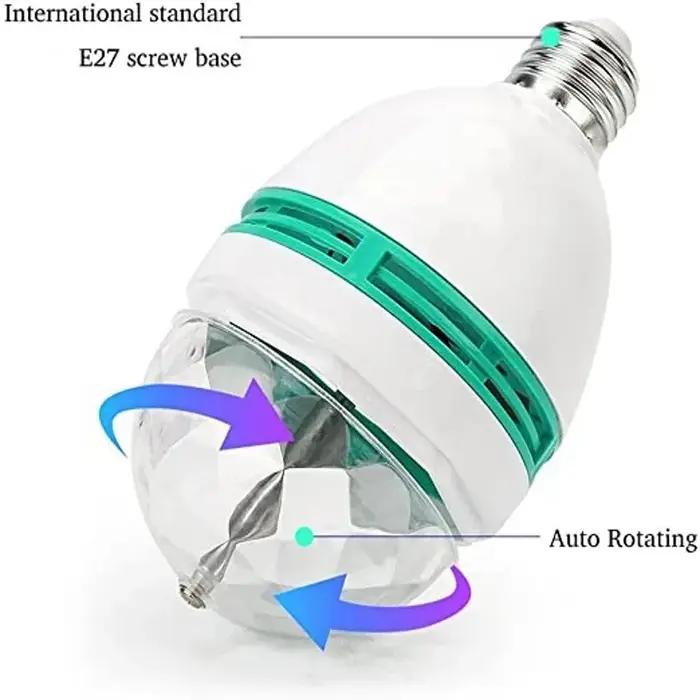 Ampoule Led E27 RGB 9W, projecteur de couleur magique, lumière de scène rotative automatique AC85-26