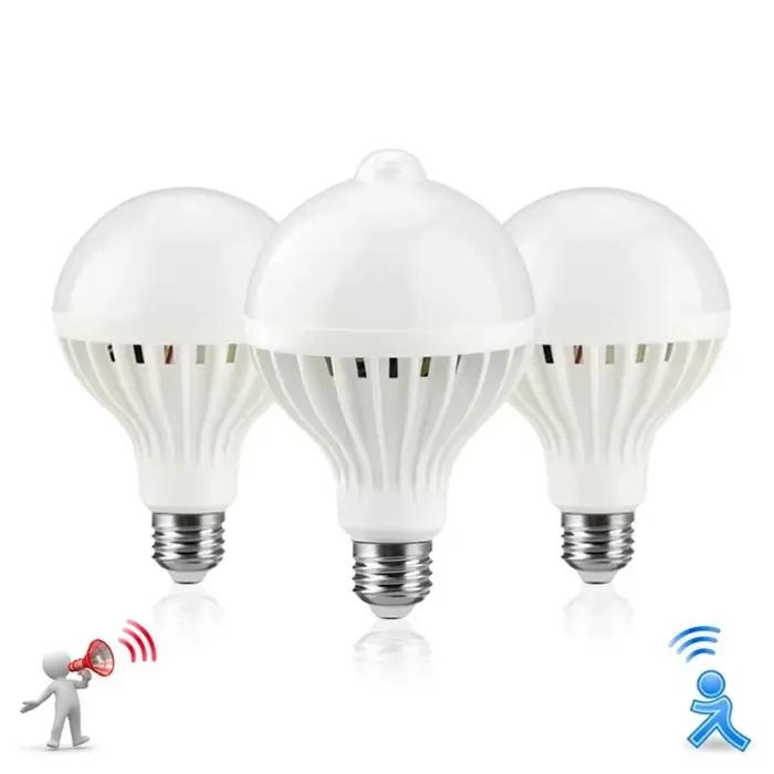 Ampoule LED avec détecteur de mouvement 220V, ampoule LED 3W 5W 7W 9W 12W E27, lampe LED intelligent