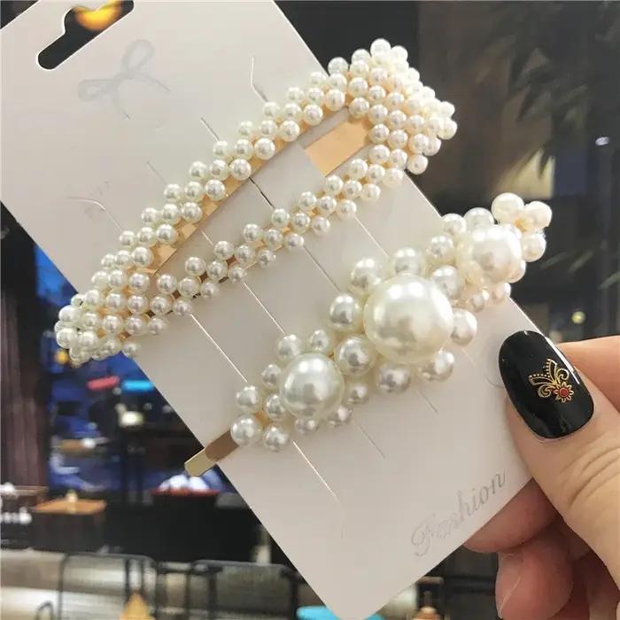 Barrette en perles faites à la main pour femmes, couvre-chef en alliage et imitation perle pour occassions spéciales et tenues quotidiennes