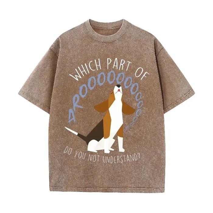 T-shirt graphique chien Basset Hound noir délavé style vintage 2026, avec impression de lettres amusantes sur le thème des animaux de compagnie, coupe oversize décontractée à manches courtes