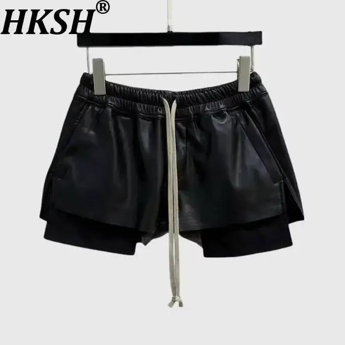 HKSH été nouvelles femmes Style foncé Shorts en cuir PU cordon taille élastique mode Punk Streetwear