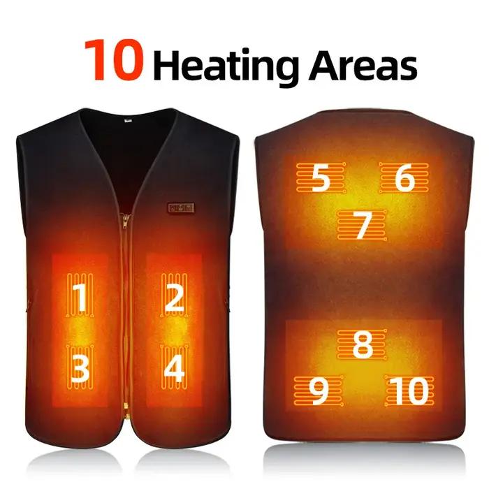 Gilet chauffant en polaire intelligent décontracté avec 6 zones de chauffage pour hommes et femmes, occasions de chasse et activités en plein air