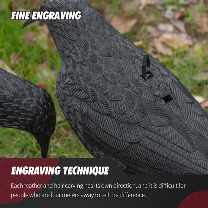 Épouvantail corbeau noir plastique pour jardin - Répulsif oiseaux et rongeurs pour chasse et contrôle nuisibles