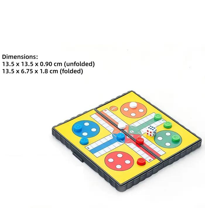 Jeu de société LUDO pliable portable pour 2 à 4 joueurs, idéal pour la famille, le camping, le team building, les fêtes, les voyages, les vols, jeu d'échecs