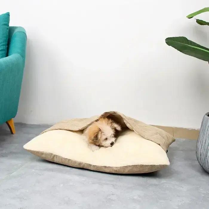 Nouveau Nid pour Chien et Chat, Tapis Thermique Hiver Entièrement Lavable, Lit Toutes Saisons pour Grands Chiens, Fournitures Quotidiennes pour Animaux de Compagnie (Teddy)