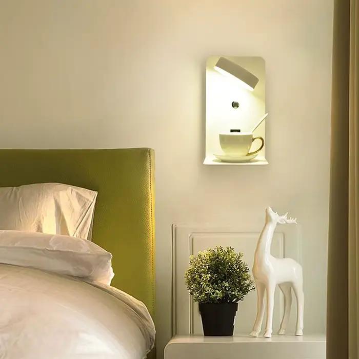 Mur LED lampe avec interrupteur et Port de chargement USB moderne 9W noir blanc allée chambre chevet
