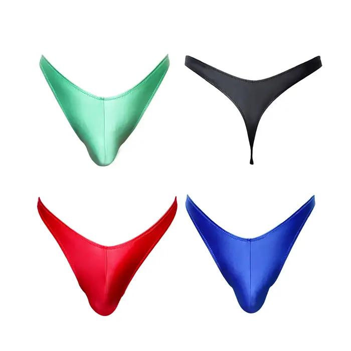XClocKNYoung string pour hommes taille basse en forme de V, string plus large en satin brillant, bas
