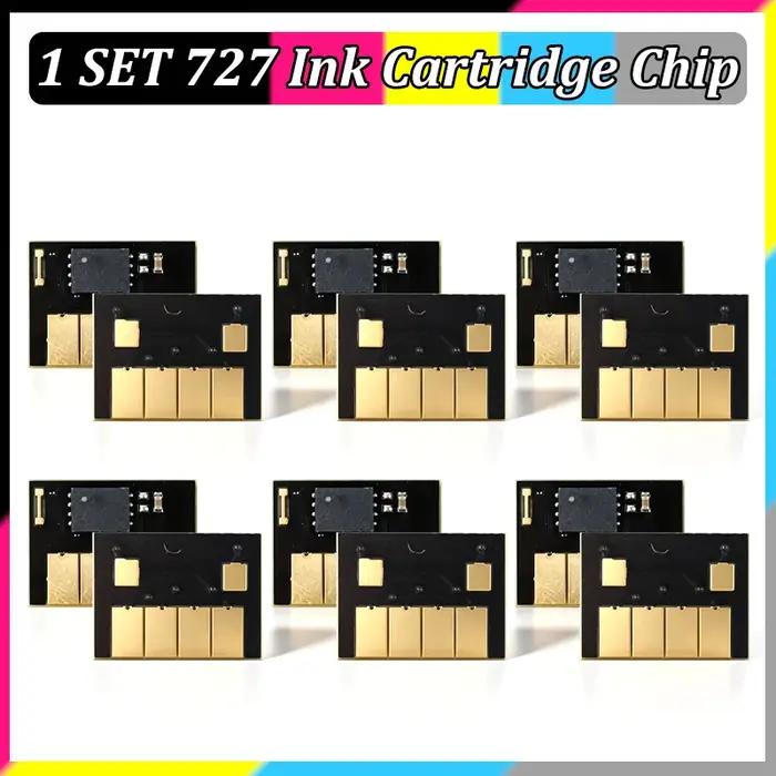 Pour puce de cartouche d'encre HP 727/300ML Compatible avec l'imprimante HP DesignJet T920 T930 T1500 T1530 T2500 T2530 (PBK-MBK-GY-C-M-Y)