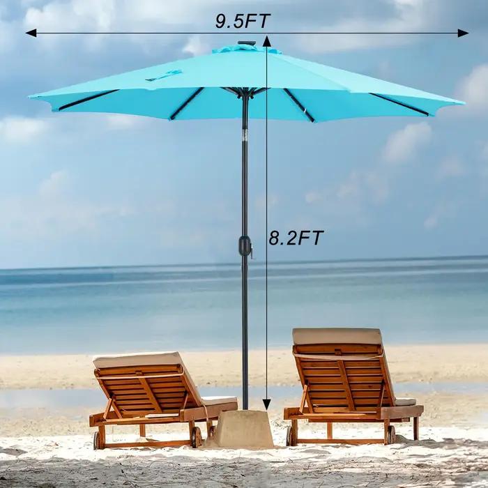 JHK Parasol de patio solaire de 10 pieds avec 32 lumières LED