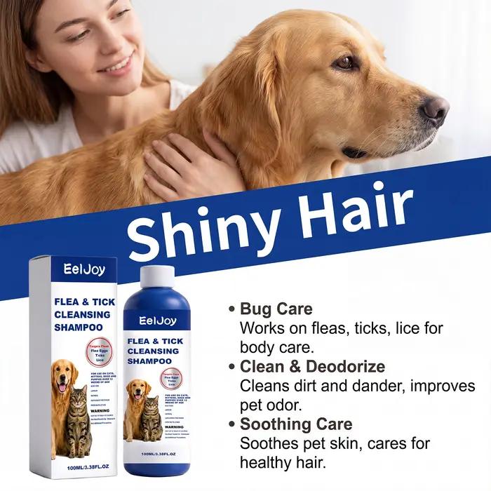 Pet Flea Tick Lice Removal Shampoo Deep Cleansing Dander Removing Deodorizing Anti-Itch Anti-Parasite Dog Cat Bath