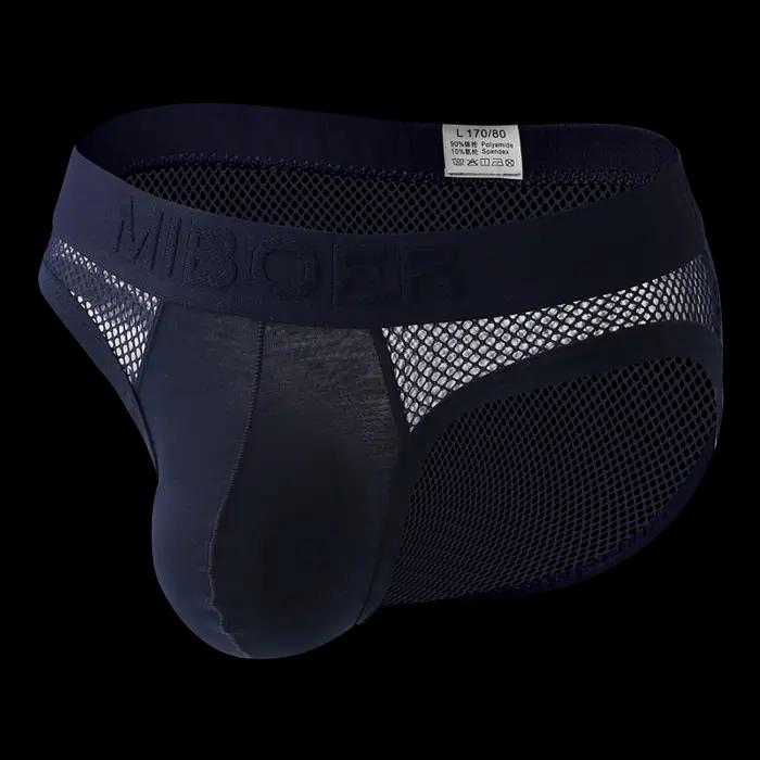 MIBOER Caleçons bas pour hommes respirants et extensibles avec empiècements en maille, ceinture à logo en relief et poche contournée 3D – Sexy et confortable