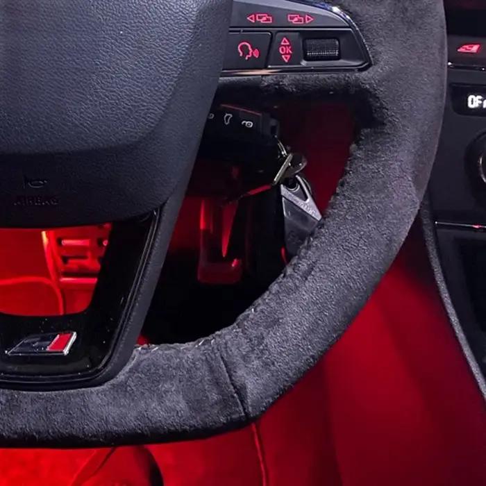 Housse de volant de voiture tressée en daim noir, antidérapante, pour Seat Leon Cupra R Leon ST Cupr