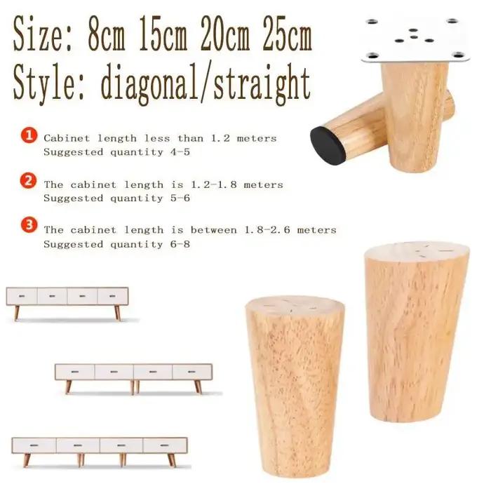 Pieds de meubles en bois, conception Oblique et droite, pieds durables antidérapants pour remplaceme