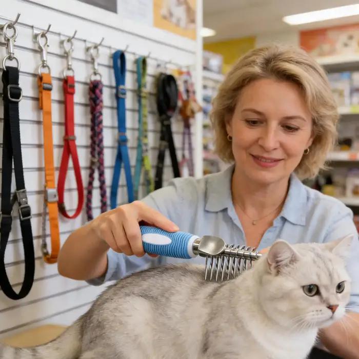 Peigne démêlant pour chiens et chats – Brosse à poils en métal ergonomique et douce