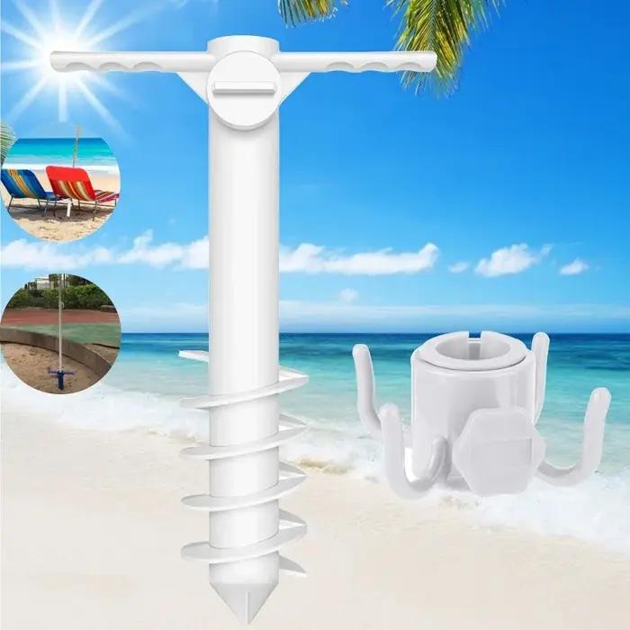 Support de parapluie de plage rotatif avec inserts de crochet, équipement de prise de parapluie en s