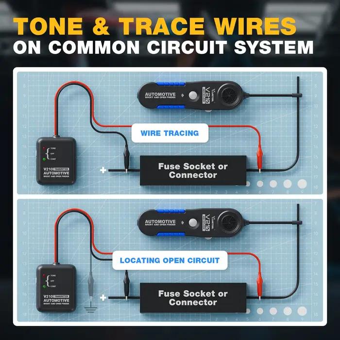 2026 VDIAGTOOL V210 Testeur de circuit automobile 6V-42V Détecteur d'ouverture et de court-circuit V