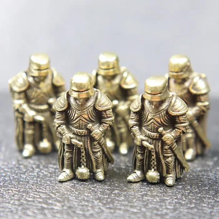 Armure Warrior EDC bricolage couteau perles lanière pendentifs couleur Vintage en laiton outils d'extérieur métal cuivre soldats paracorde accessoires