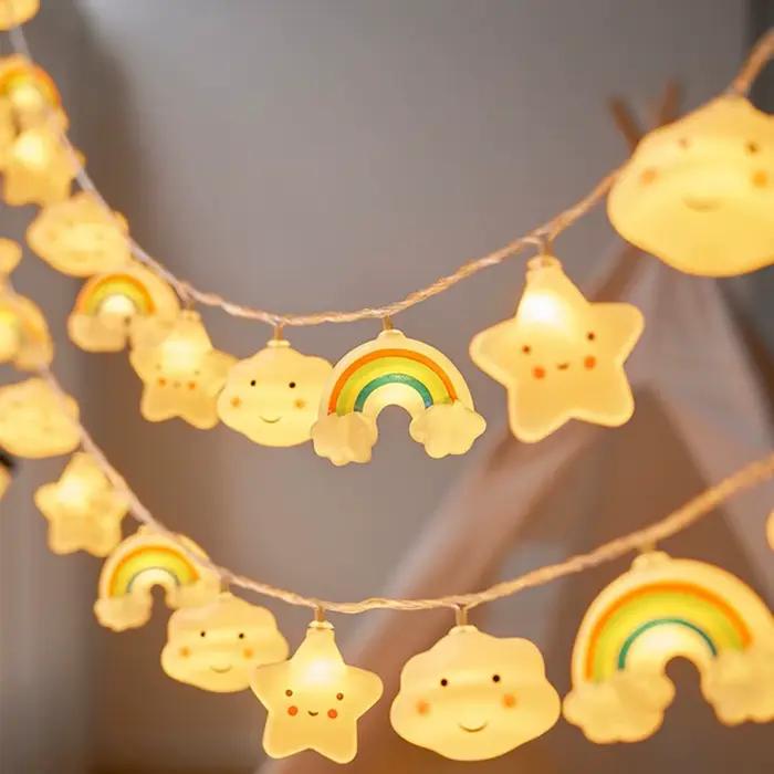 Guirlande lumineuse LED arc-en-ciel, étoile et nuage, 1 paquet, féerique décorative, alimentée par b
