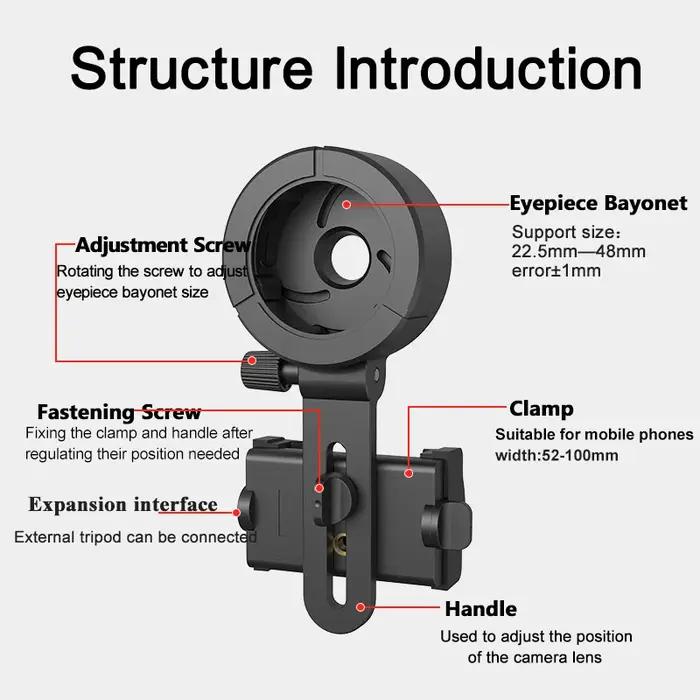 Support smartphone universel amélioré CM-9 fixation rotative pince souple caoutchouc jumelles monoculaire télescope